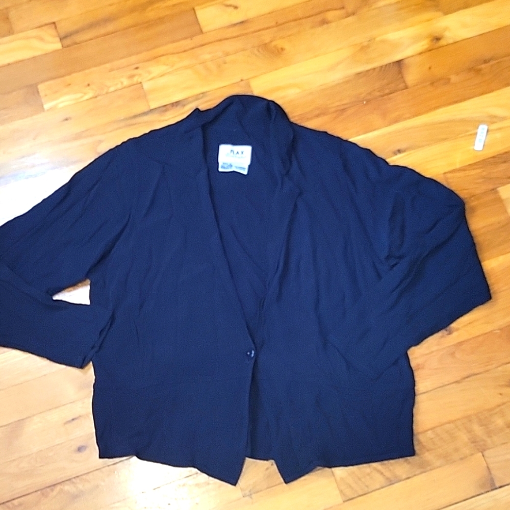 Vintage Flax oversized black one button slouch lagenlook blazer jacket s…